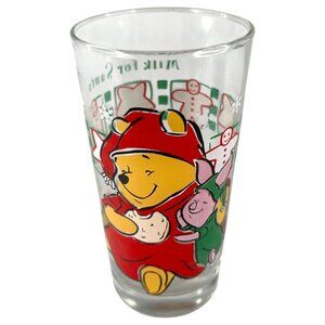 Vintage Disney Winnie The Pooh Christmas Glass Milk For Santa Piglet Pooh Cookie